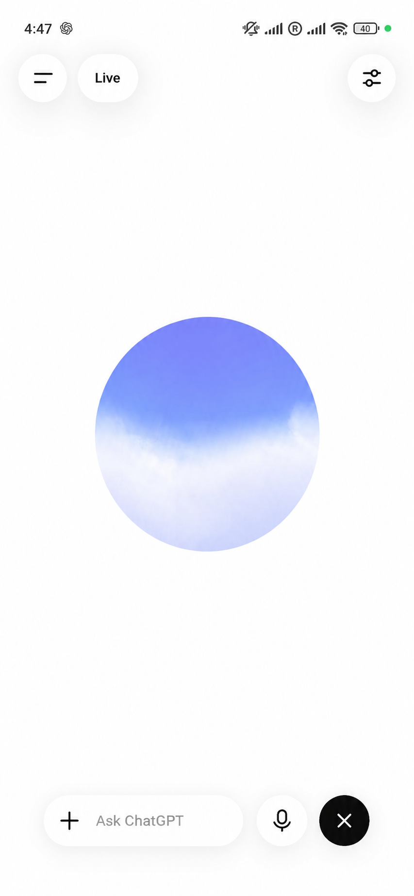 A live AI voice conversation opened from English AI
