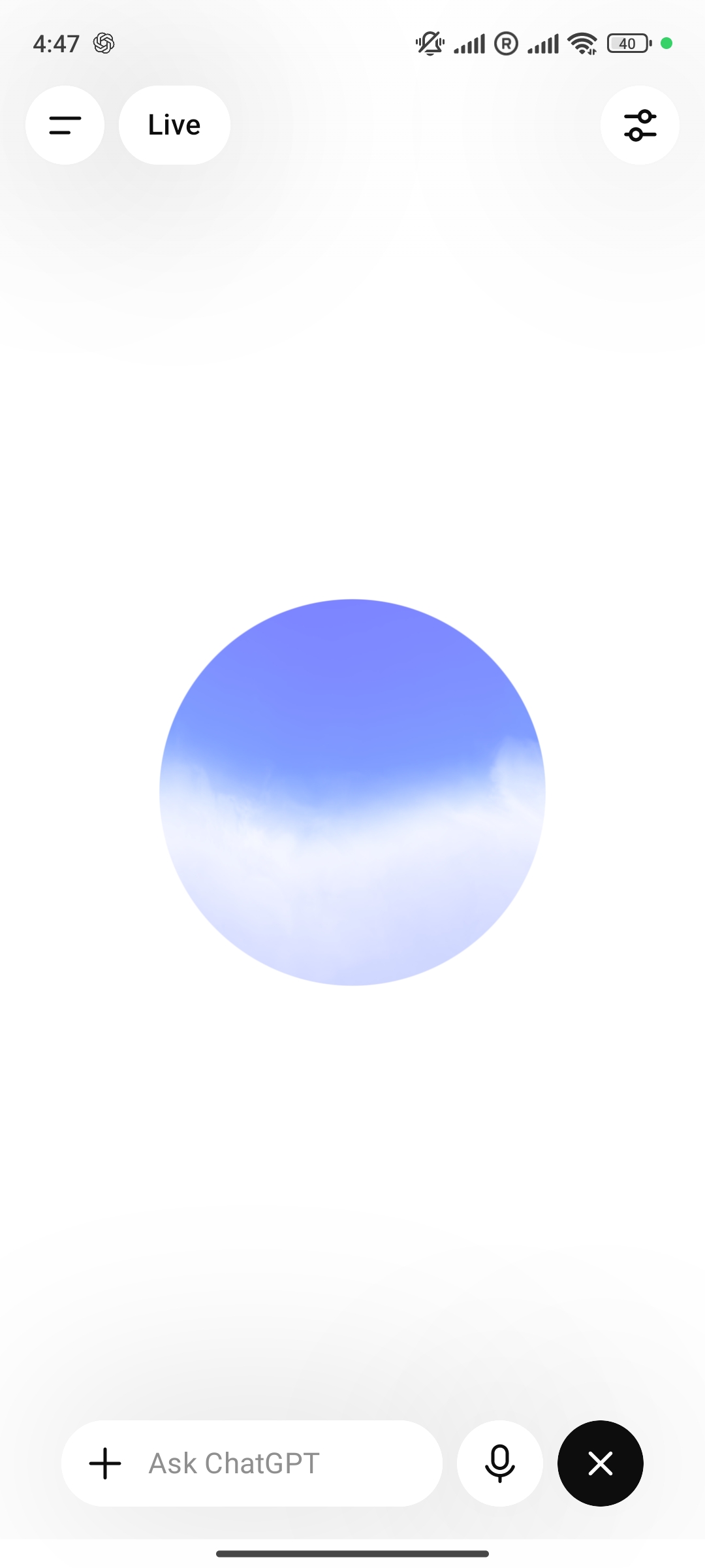 A live AI voice conversation opened from English AI